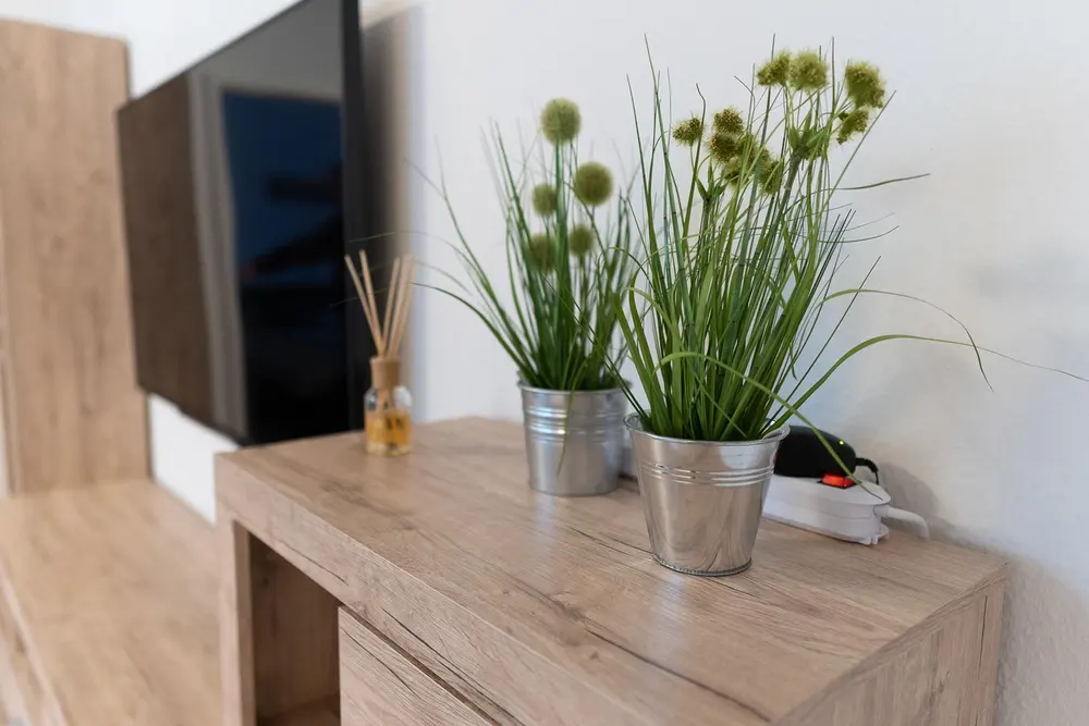 Wifi router and thermostat on the sideboard