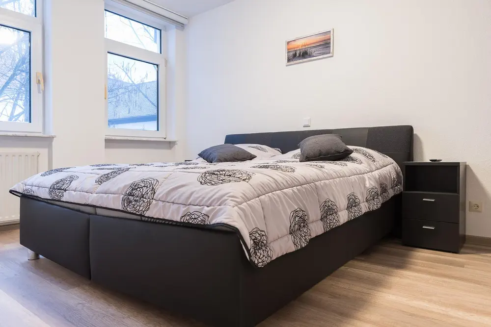 Double bed in the master bedroom
