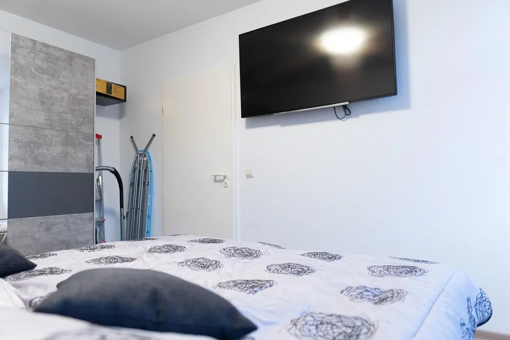 Double bed and wardrobe