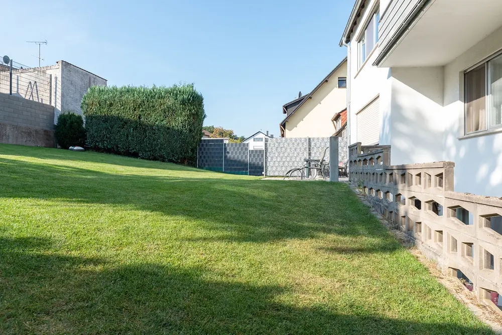 Garden lawn next to the house