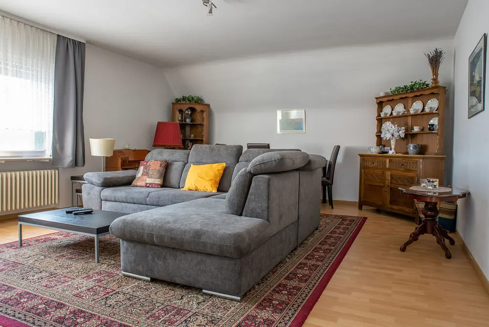 Living room with corner sofa and carpet